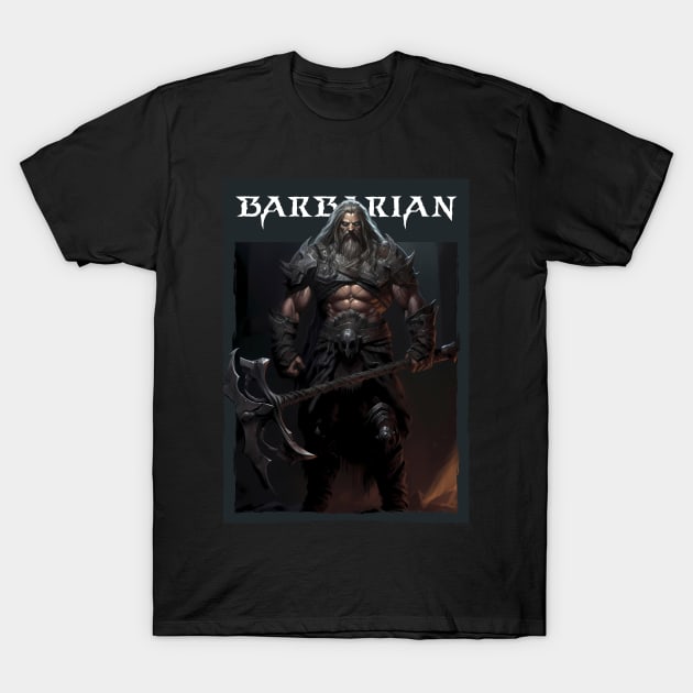Savage Steel: Barbarian Warrior with Mighty Axe. Diablo T-Shirt by MaxDeSanje 